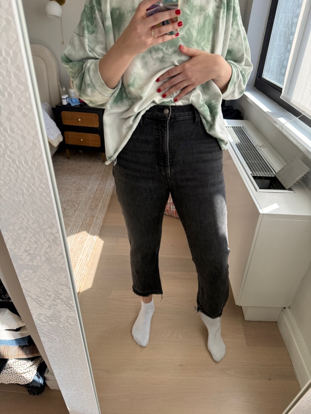 High-Rise Black/Grey Women's Jeans